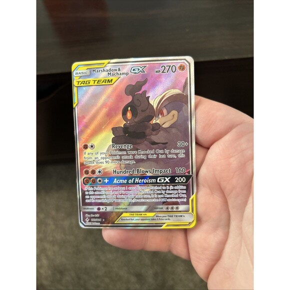 Pokemon 2019 Unbroken Bonds Marshadow & Machamp GX Holo Rare TAG TEAM #199/214